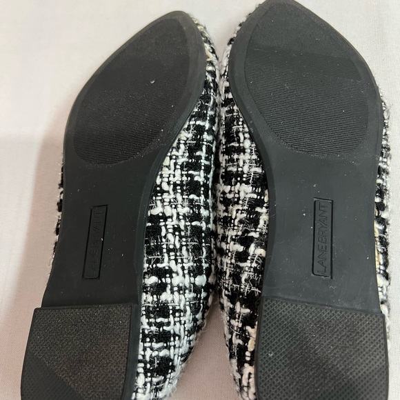 Lane Bryant black and white houndstooth flats with black bow size 9W - Picture 11 of 13